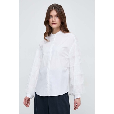 TWINSET Памучна риза Twinset дамска в бяло със свободна кройка (241TP2140)