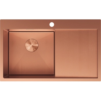 Mexen Exar стомана мивка с 1 отделение и ляво оттичане, 780 x 480 mm, мед HC (6433781010L-65HC)