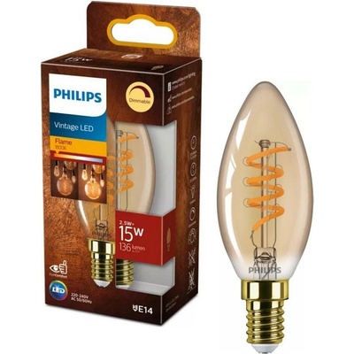 Philips LED filament žárovka E14 B35 2,5W 15W 136lm 1800K stmívatelná, jantarová