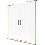 Mexen Velar L Duo двукрилен плъзгащ се параван за вана 140 x 150 cm, матирано, четкана мед - 896-140-003-32-65 (896-140-003-32-65)