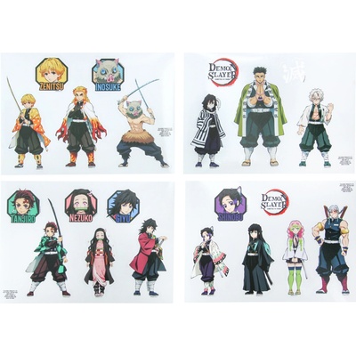CurePink set 4 listů samolepek Demon Slayer
