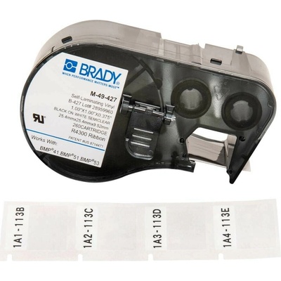 Brady M4-135-427-AW / 170748, 6.35 mm x 27.94 mm, Vinyl, čierna tlač / biely podklad