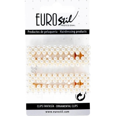 Eurostil Peard Gold Hair Clips - ozdoby do vlasov (sponky, čelenky, klipsy) VÝPREDAJ: 06939 - hranaté sponky, 2ks/bal 6,5 cm
