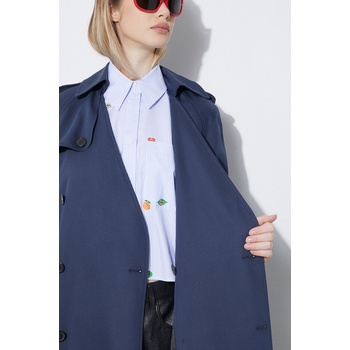 KENZO Шлифер Kenzo Solid Elongated Kimono Trench дамски в тъмносиньо преходен модел FE52MA0729OV. 77 (FE52MA0729OV.77)