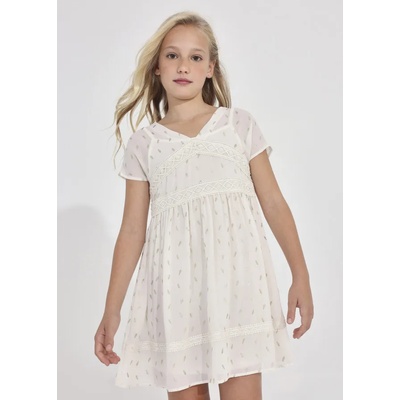 Mayoral Рокля със златни елементи Майорал в цвят шампанско