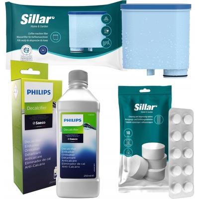 Sillar Philips Saeco + tablety + odvápňovač Philips