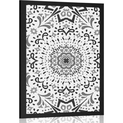 Plakát jedinečný etnický vzor v černobílém provedení - 40x60 silver
