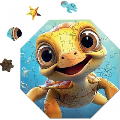 Milliwood Дървен пъзел Milliwood, Hi, I' m little, 46 части - Костенурката Тео (OM-TheoTurtle-5058)