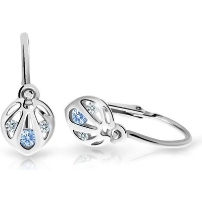 Danfil dětské náušnice C2265 z bílého zlata s kamínkem Arctic Blue