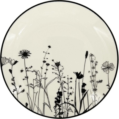 Dezertní porcelánový talíř Linea Garden 19 cm - černý dekor, by inspire