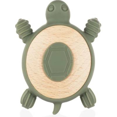 Zopa Silikonové dřevěné kousátko Turtle, Forest Green 3