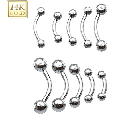 Šperky4U zlatý piercing do obočí kuličky ZL01107-1210-WG