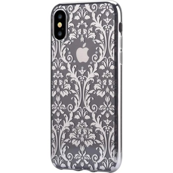 DEVIA Crystal Baroque Case - силиконов (TPU) калъф за iPhone XS, iPhone X (с кристали Сваровски) (сребрист)