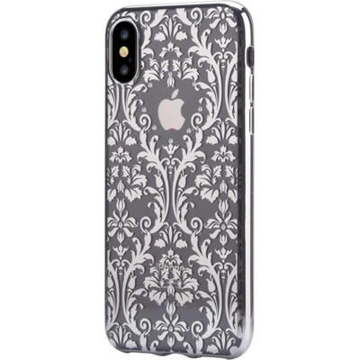DEVIA Crystal Baroque Case - силиконов (TPU) калъф за iPhone XS, iPhone X (с кристали Сваровски) (сребрист)