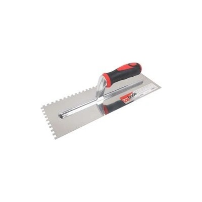 Hladítko PROFI, nerez, hladké, zub 12 mm, 360 x 120 mm, pogumovaná rukojeť