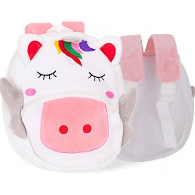 FunPlay FP-7278 Predškolský batoh 24x7,5x18,5 cm, 3 L, plyšový, ružovo-biely