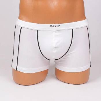 Image 1 of Мъжки памучен боксер в бяло с черни кантове