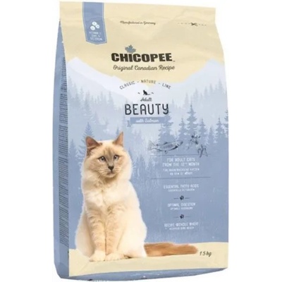 Chicopee Chicopee Classic Nature Line Adult Beauty - пълноценна храна за пораснали котки от всички породи, над 1 година, БЕЗ ГЛУТЕН, за красива козина, с птици, 1, 5 кг