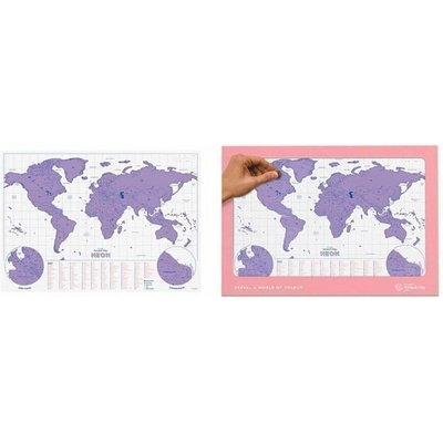 Stírací mapa světa Neon Purple