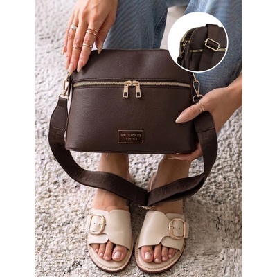 Peterson Čokoládová crossbody kabelka – elegantná. priestranná a dokonale organizovaná