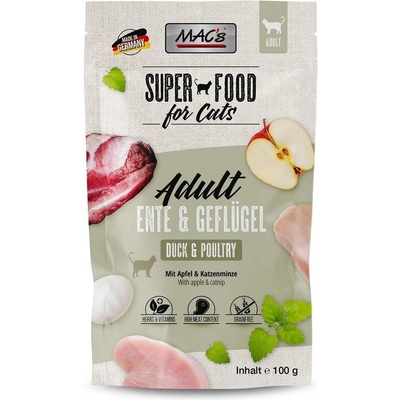 MAC's Cat Duck and Chicken with apple - Супер премиум пауч за котки с патешко, пилешко месо и ябълка, 100 гр