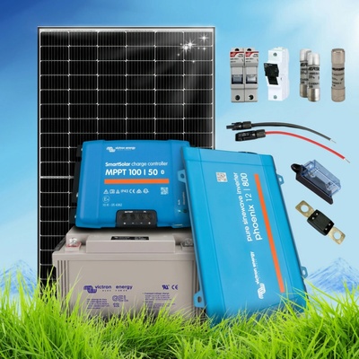 SVP Solar 380 Wp ostrovní systém 12V 220Ah s baterií Victron s měničem napětí na 230V bez konstrukce