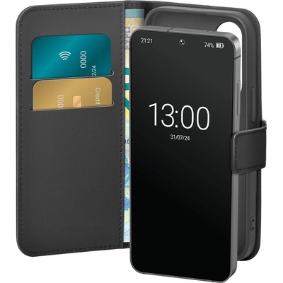 PURO Booklet Case с флип и портфейл за Samsung Galaxy S25+ - черен (PUSGS25PBOOKC8BLK)