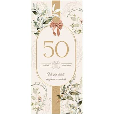 Bohemia Gifts & Cosmetics Mliečna čokoláda 100 g pre ženu k 50. narodeninám (BC250229)