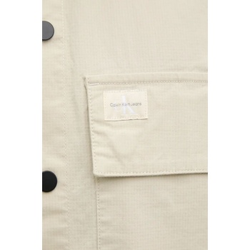 Calvin Klein Риза Calvin Klein Jeans мъжка в бежово със стандартна кройка с класическа яка J30J326970 (J30J326970)
