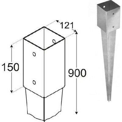 Domax PSG 120/900 Pätka stĺpiku nabíjacia 121 x 900 x 150 mm