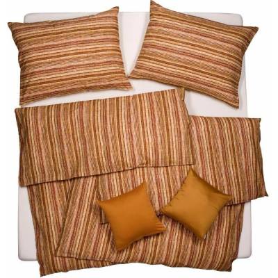 SCANquilt Obliečky KREP prúžky oranžová hnedá 140x200 70x90
