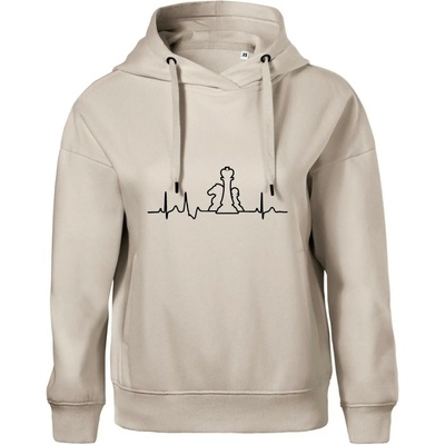 EKG šachy Oversized mikina dámská Moon kratší + širší Ledově šedá