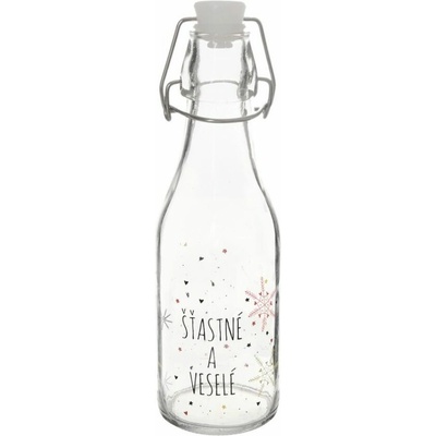 ORION Láhev sklo/kov klip uzávěr VLOČKA 0,29 l červená