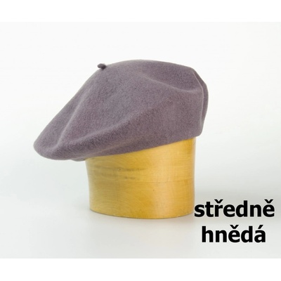 Vlněný baret jednobarevný 115´ sv. hnědá