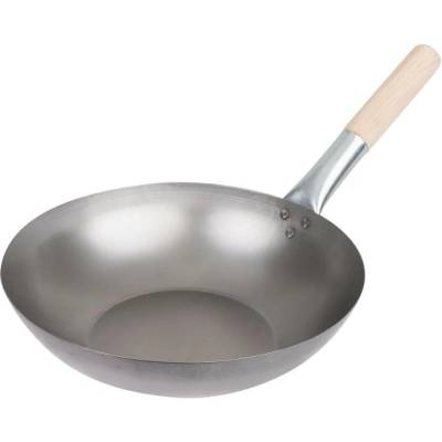 Vogue wok z měkké oceli s plochým dnem 33 cm