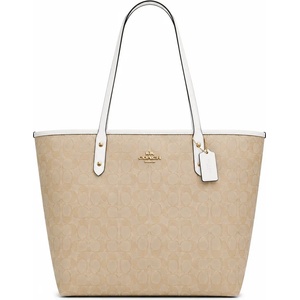 Coach Дамска чанта Coach Reversible City Tote, Бежов / Бял (CC40-YELOW-WHITE)