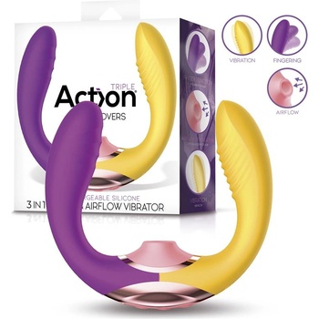 Action Two Lovers 3in1 Finger and Airflow Vibrator