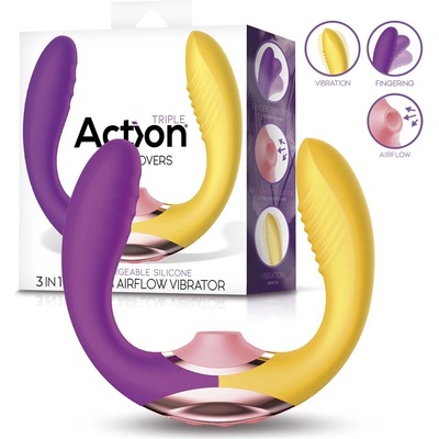 Action Two Lovers 3in1 Finger and Airflow Vibrator