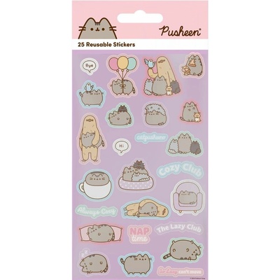CurePink znovupoužitelné samolepky pusheen postavy 1 arch 25 kusů
