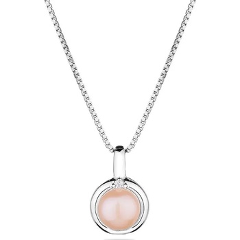 Image 1 of Swan Сребърно колие със сладководна розова перла и цирконий SP0253P Swan