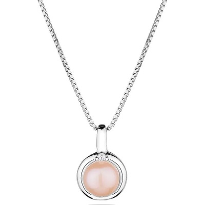 Swan Сребърно колие със сладководна розова перла и цирконий SP0253P Swan