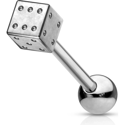 Šperky eshop piercing do jazyka ocelová hrací kostka W37.16
