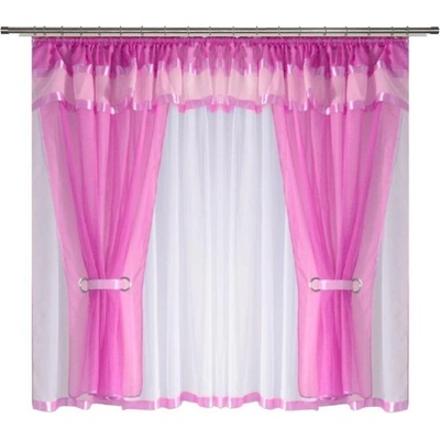BytoTex Voálová kusová záclona se závěsem Alena růžová 400x150 cm