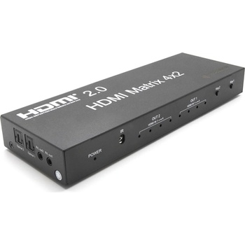 PROCONNECT Матричен превключвател 4x2, HDMI 2.0, 4K, 2xHDMI out, 4xHDMI in, IR PC-MX4X2-2AV2.0 (PC-MX4X2-2AV2.0)
