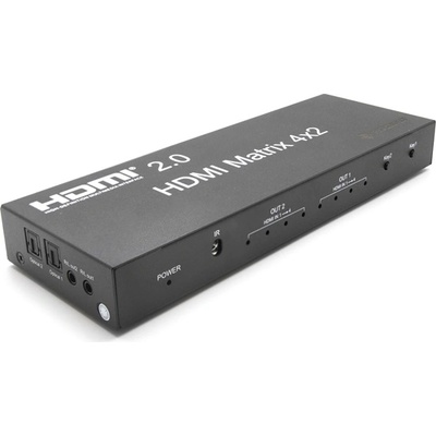 PROCONNECT Матричен превключвател 4x2, HDMI 2.0, 4K, 2xHDMI out, 4xHDMI in, IR PC-MX4X2-2AV2.0 (PC-MX4X2-2AV2.0)