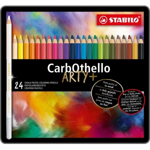 STABILO Комплект пастелни моливи, Stabilo, CarbOthello метална кутия ST1424-6, 24 цвята (ST1424-6)