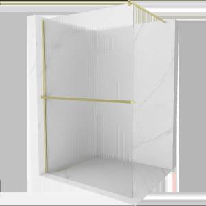 Mexen Kioto+ душ кабина с рафт Walk-in 110 x 200 cm, ивици, златисто четка - 800-110-121-55-09 (800-110-121-55-09)