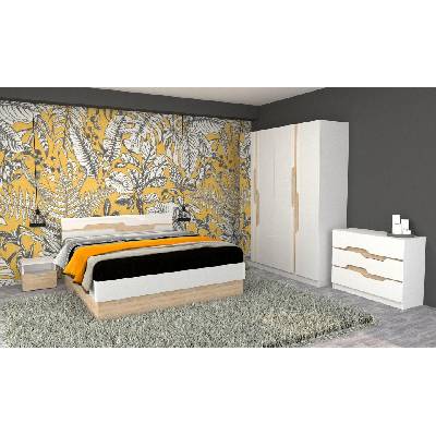 Спален комплект Херо 4d бял гланц и дъб сонома