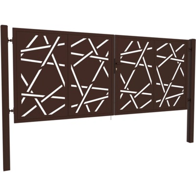 EKOfence Dizajnová brána HALEN 2kr. 3800x1800mm hnedá so plotový stĺpikmi 16424