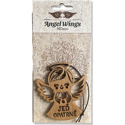 Angel Wings dřevěná vůně do auta Jeď Opatrně anděl